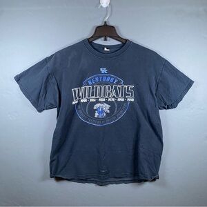 Vintage Kentucky Wildcats Basketball Print T-Shirt UK Jerzees Heavyweight Cotton